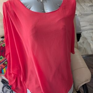 Asymetrical Red Coral Women's Blouse